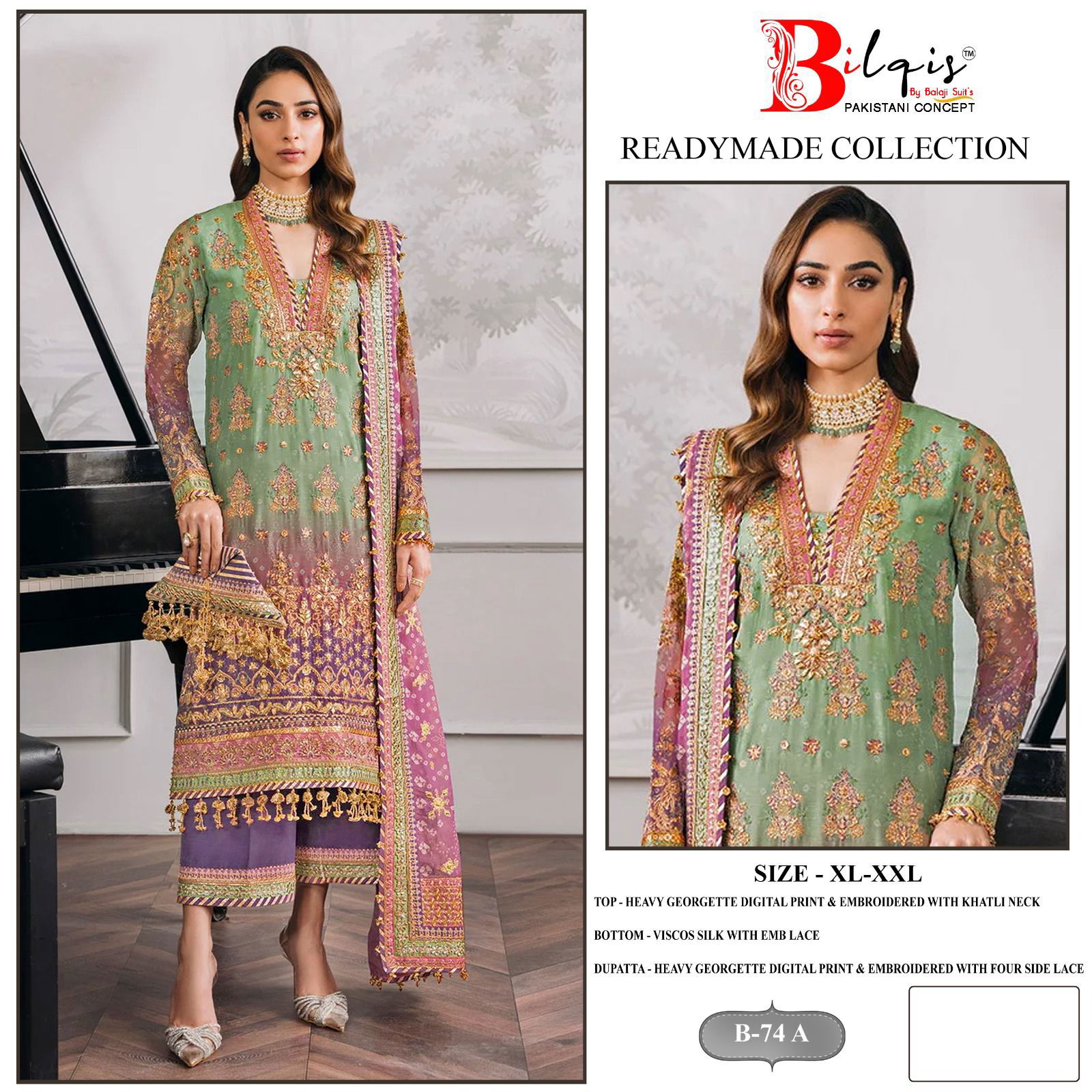 B 74 A To D Bilqis Georgette Pakistani Suits Wholesale Clothing Suppliers In India
